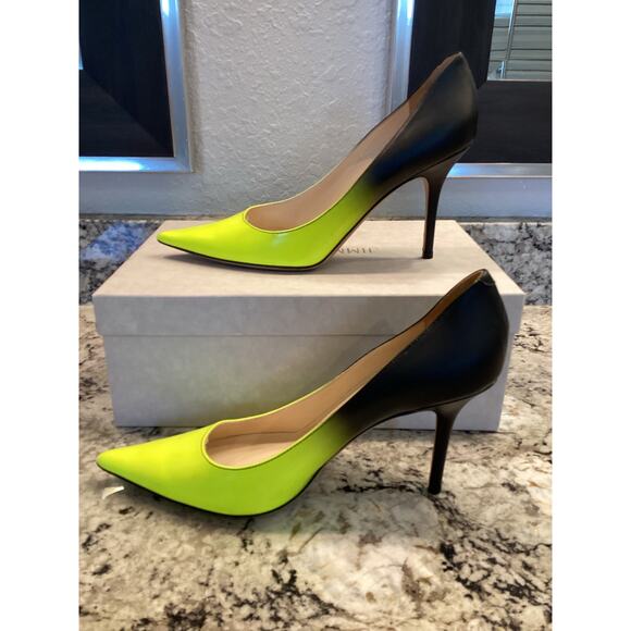 Jimmy Choo Agnes Degrade neon yellow green matte black Ombre pump heels 40.5 - Picture 5 of 17